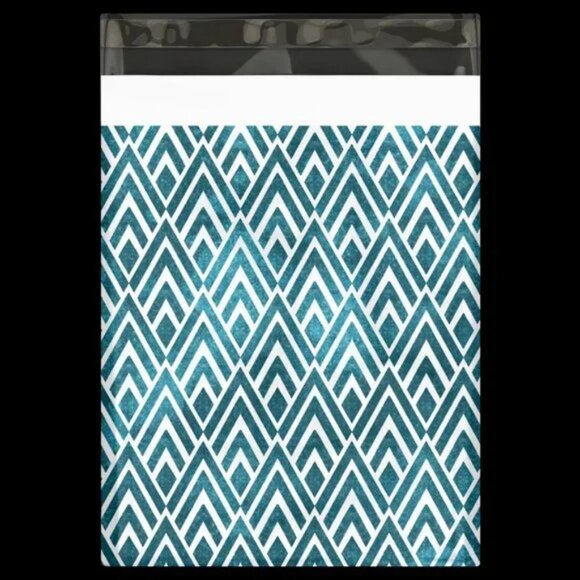 30 Poly Mailers/shipping Bags/ 30 Thank you Stickers  Geometric pattern & white - Picture 2 of 3